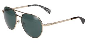 TED BAKER TB 1682 | Herren-Sonnenbrille | Pilot | Fassung: Kunststoff Goldfarben | Glasfarbe: Grün