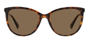 Safilo Polaroid PLD 4138/S Damen-Sonnenbrille Vollrand Butterfly Kunststoff-Gestell, Havanna