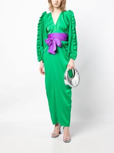 Cynthia Rowley Dolman ruffle-trim belted maxi dress - Groen