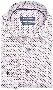 Ledub Overhemd Print Wit Bordeaux
