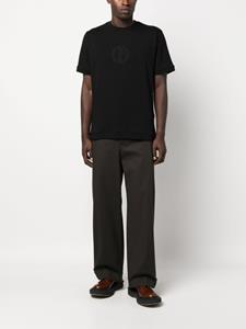 Giorgio Armani logo-embroidered round-neck T-shirt - Zwart
