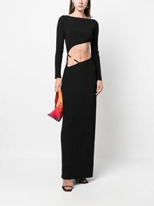 Gcds asymmetric ribbed-knit dress - Zwart