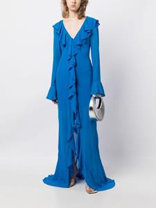 De La Vali Tangerine chiffon ruffle-detail gown - Blauw