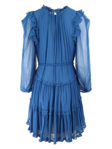 Gaelle ruffle-detailing dress - Blauw