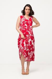 Ulla Popken Sommerkleid Kleid Blüten A-Linie V-Ausschnitt ärmellos
