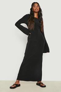 Boohoo Dikke Zachte Maxi Jurk Met Lage Rug, Black