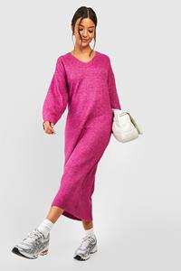 Boohoo Zachte Gebreide Baggy Maxi Jurk, Orchid