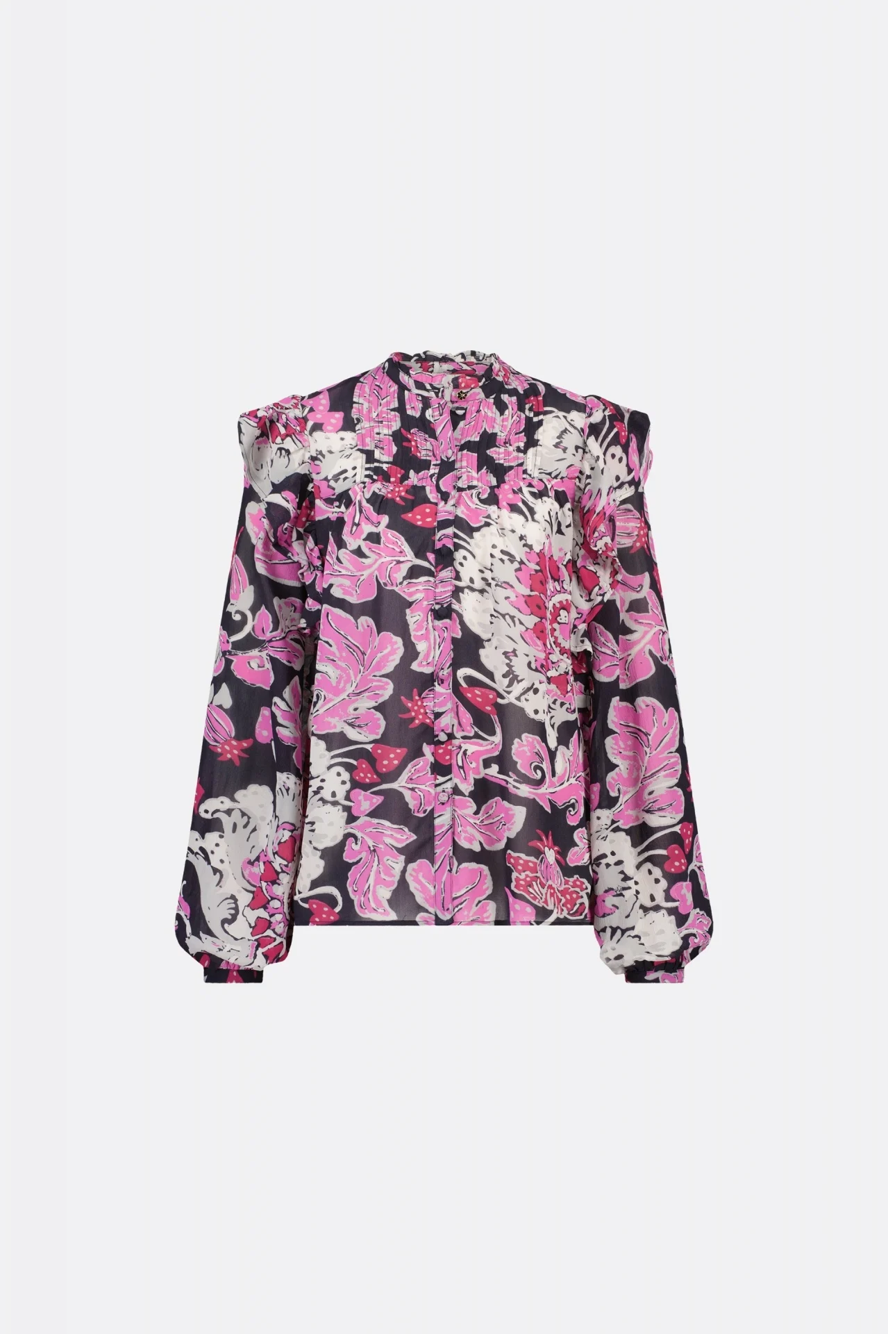 Fabienne Chapot 22-bls-aw23 9509-7317-alf bibi long sleeve blouse antra/bubble gum pin