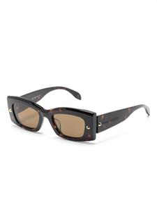 Alexander McQueen Spike Studs zonnebril met rechthoekig montuur - Bruin