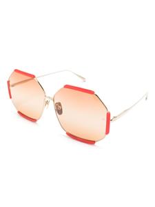 Linda Farrow Margot zonnebril met oversized montuur - Rood