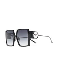Philipp Plein Zonnebril met oversized vierkant montuur - Zwart