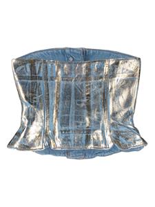 GANNI foil organic cotton strapless top - Blauw