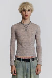 Jaded Man Leopard Mist Long Sleeve Top