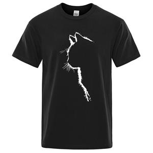 Kukebang Katoenen T-shirts voor mannen bedrukt cool kat dier T-shirts zomer korte mouw T-shirt mannelijke Hip Hop Streetwear Tops Tees Grappig