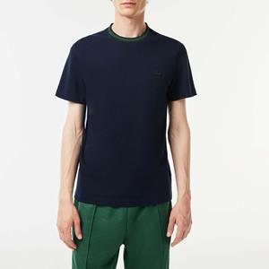 Men's Lacoste Stripe Collar Stretch Piqué T-Shirt in Navy