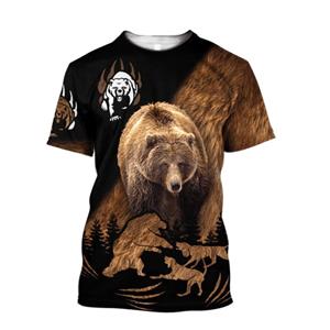 Muzi clothing Animal Bear 3d Geprinte Mannen T Shirt Harajuku Mode Korte Mouw Shirt Zomer Streetwear Unisex Tshirt Tops