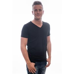 Petrol Industries T-Shirt Basic V-Neck Bodyfit Two Pack Black