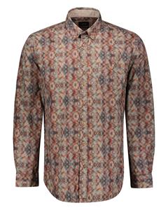 Adam est 1916  Overhemd met Print Bruin Groen - L - Heren