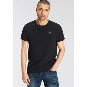 Bruno Banani T-Shirt, leicht gerippt mit Metall-Badge