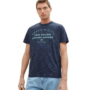 TOM TAILOR T-Shirt in melierter Optik mit Frontprint