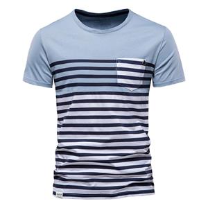 AIOPESON Men Fashion AIOPESON Striped Cotton Men T-shirt O-neck Short Sleeve Slim Fit T Shirt for Men Patchwork Tops Tees Summer Men's Clothing