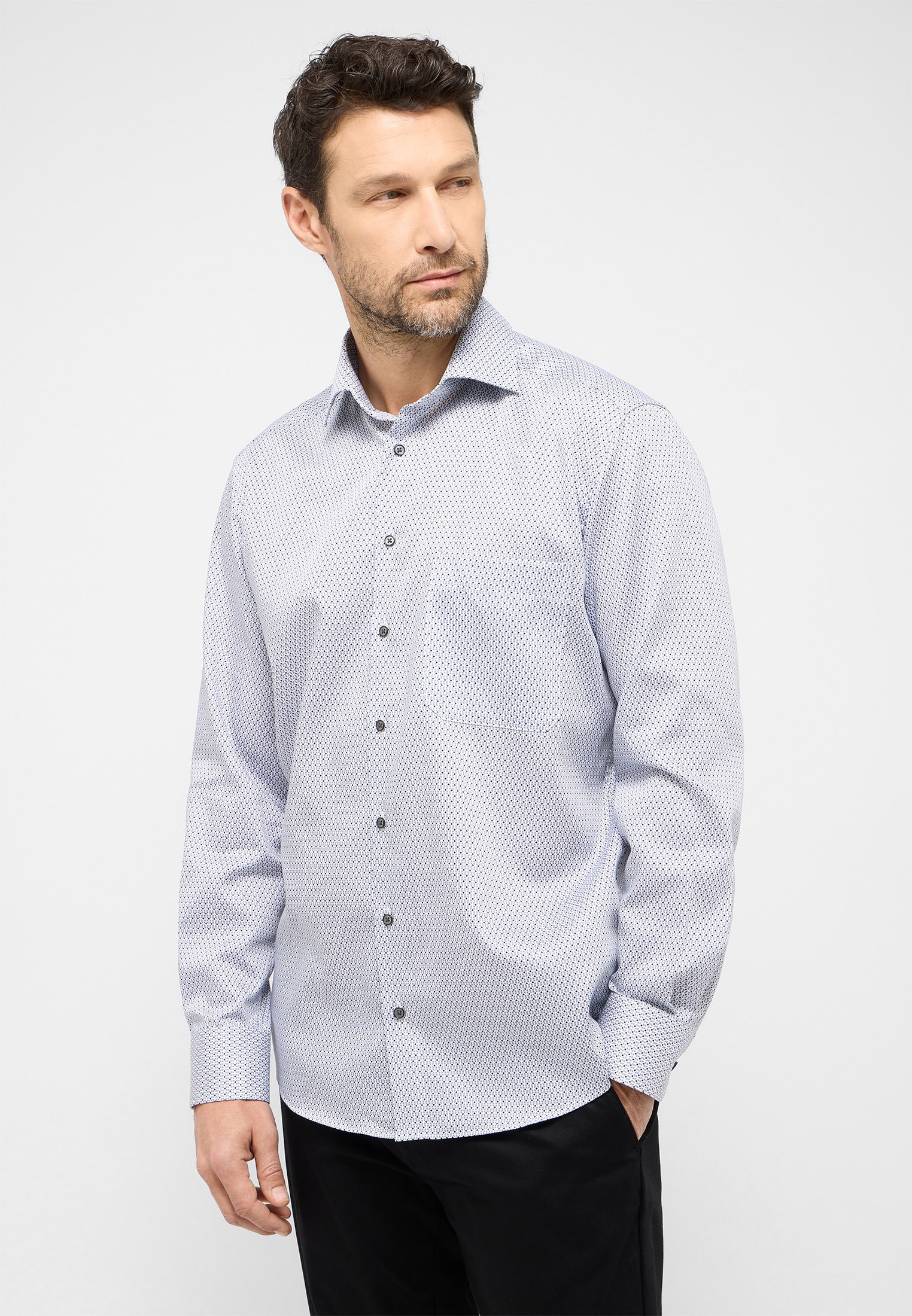Eterna Overhemd met lange mouwen Comfort fit NON IRON (strijkvrij)