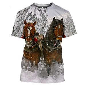 ETST WENDY 05 Heren T-shirts Stevige Sneeuw Paarden Anime Paarden Dieren Dames Shirt Casual T-Shirt Pullovers Korte Mouw Grote Kleren
