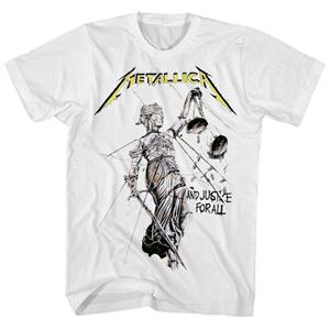 91140100MA0LT7WW9A Metallica Justice For All T Shirt Mens Licensed Rock N Roll Concert Tee White