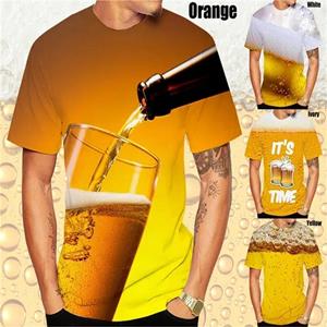 TSBABY Summer new beer 3d print men's fashion short-sleeved T-shirt