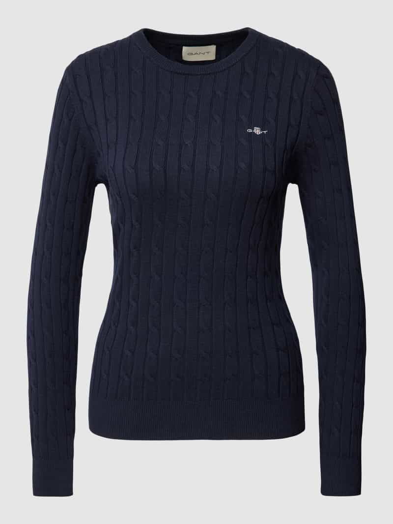 Gant Strickpullover "STRETCH COTTON CABLE C-NECK", mit Logostickerei auf der Brust