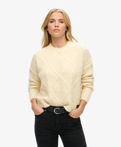 Superdry Vrouwen Grofgebreide Kabeltrui Crème