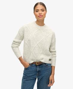 Superdry Vrouwen Grofgebreide Kabeltrui Grijs