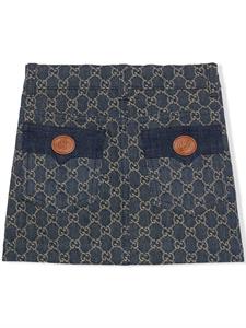 guccikids Gucci Kids Mini-rok met GG Damier jacquard - Blauw