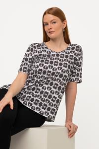 Ulla Popken Rundhalsshirt Slinkyshirt Ornamente Classic V-Ausschnitt Halbarm