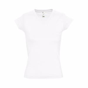 Sols Dames t-shirt V-hals wit 100% katoen slimfit -