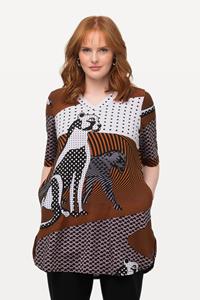 Ulla Popken Rundhalsshirt Slinkyshirt bedruckt Herzausschnitt 3/4-Arm