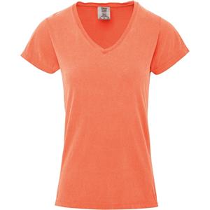 Basic V-hals t-shirt comfort colors perzik oranje voor dames