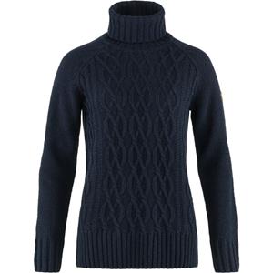 Fjällräven  Women's Övik Cable Knit Roller Neck - Wollen trui, blauw