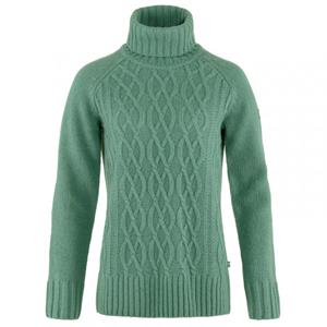 Fjällräven  Women's Övik Cable Knit Roller Neck - Wollen trui, groen/turkoois