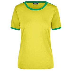 James & Nicholson Geel met groen dames t-shirt -