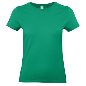 B&C Set van 2x stuks basic dames t-shirt groen met ronde hals, maat: -