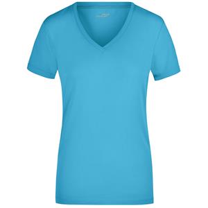 James & Nicholson Turquoise dames stretch t-shirt met V-hals -