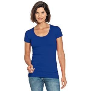 Lemon & Soda Bodyfit dames t-shirt blauw met ronde hals -