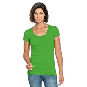 Lemon & Soda Bodyfit dames t-shirt limegroen met ronde hals -