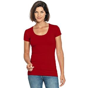 Lemon & Soda Bodyfit dames t-shirt rood met ronde hals -