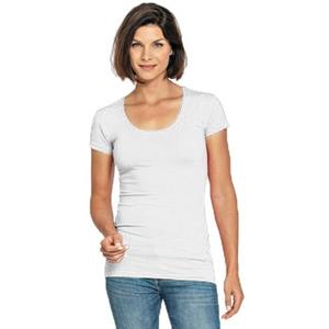 Lemon & Soda Bodyfit dames t-shirt wit met ronde hals -