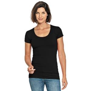 Lemon & Soda Bodyfit dames t-shirt zwart met ronde hals -