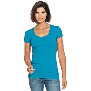 Lemon & Soda Bodyfit turquoise dames t-shirt -