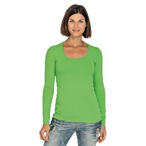 Lemon & Soda Bodyfit dames shirt lange mouwen - limegroen - Dameskleding basic t-shirts -