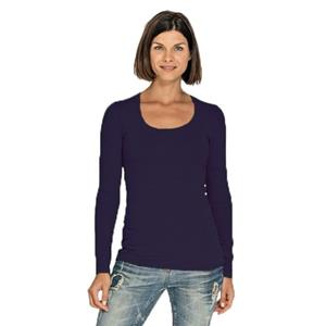 Lemon & Soda Bodyfit dames shirt lange mouwen - zwart - Dameskleding basic t-shirts -